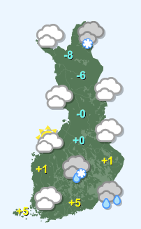 Väder i Finland tisdag 9/12