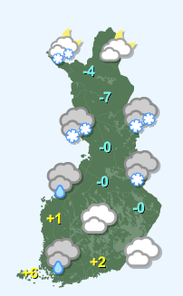 Väder i Finland onsdag 10/12