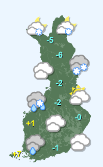 Väder i Finland onsdag 10/12