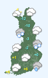 Väder i Finland torsdag 11/12