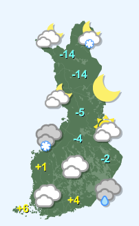 Väder i Finland torsdag 11/12