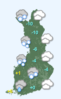 Väder i Finland lördag 13/12