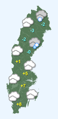 Väder i Sverige tisdag 9/12