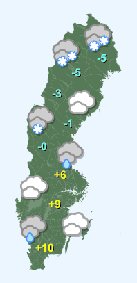 Väder i Sverige onsdag 10/12