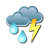 Overcast, thunderstorms with rain Overcast, thunderstorms with rain
