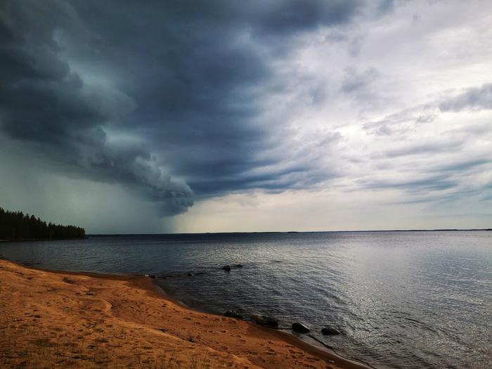 An approaching rain shower.