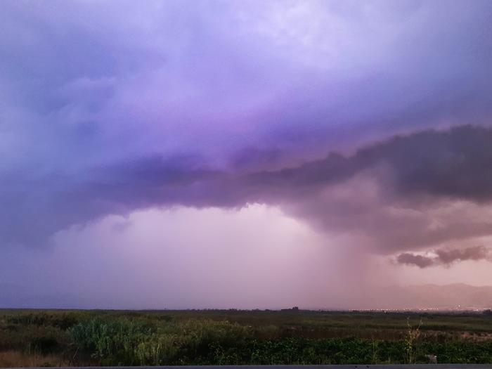 Thunderclouds are thick clouds. Their bases are dark, because only a little sunlight is able to penetrate the cloud.