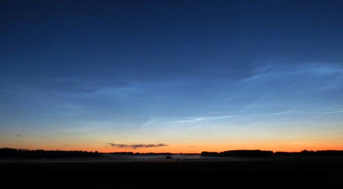 Noctilucent clouds can be seen after sunset.